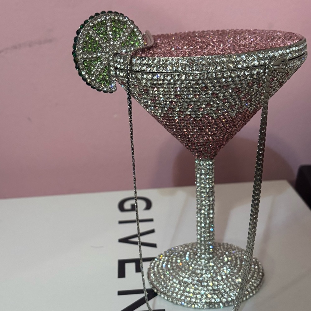 Martini glass rhinestone handbag